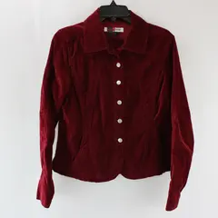 Live A Little Women's Medium Red Velour Button-Front Jacket