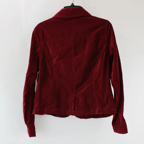 Live A Little Women's Medium Red Velour Button-Front Jacket
