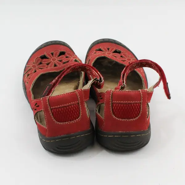 JSport Wildflower Mary Jane Y2K Flats Womens 8.5 Comfort Floral Faux Leather Red
