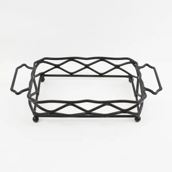 Black Metal Wire Baking Dish Holder Tabletop Serving Stand