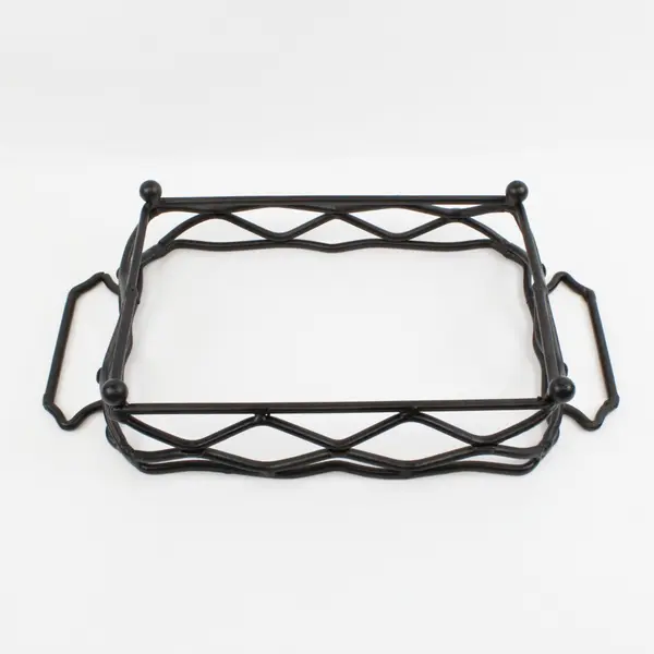 Black Metal Wire Baking Dish Holder Tabletop Serving Stand