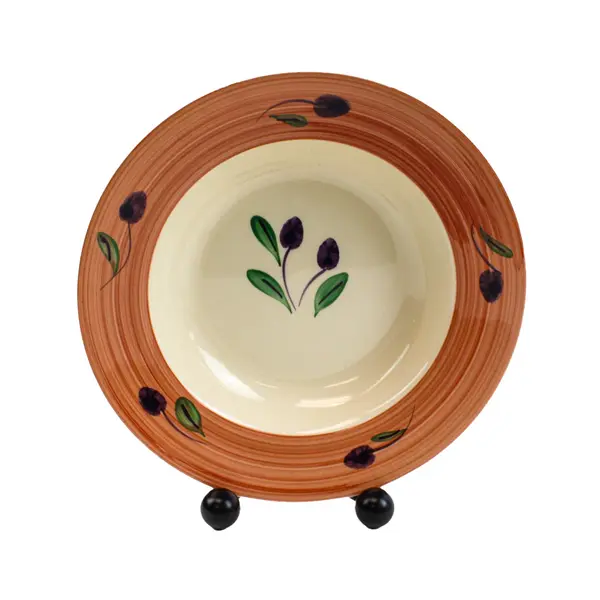 Over And Back Hand-Painted Olive Pasta Bowls 10" Set of 2