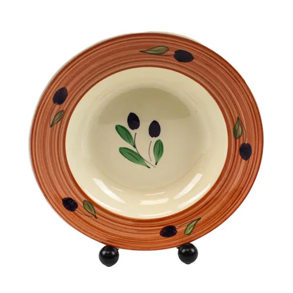 Over And Back Hand-Painted Olive Pasta Bowls 10" Set of 2