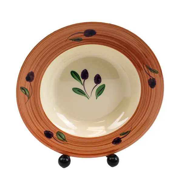 Over And Back Hand-Painted Olive Pasta Bowls 10" Set of 2