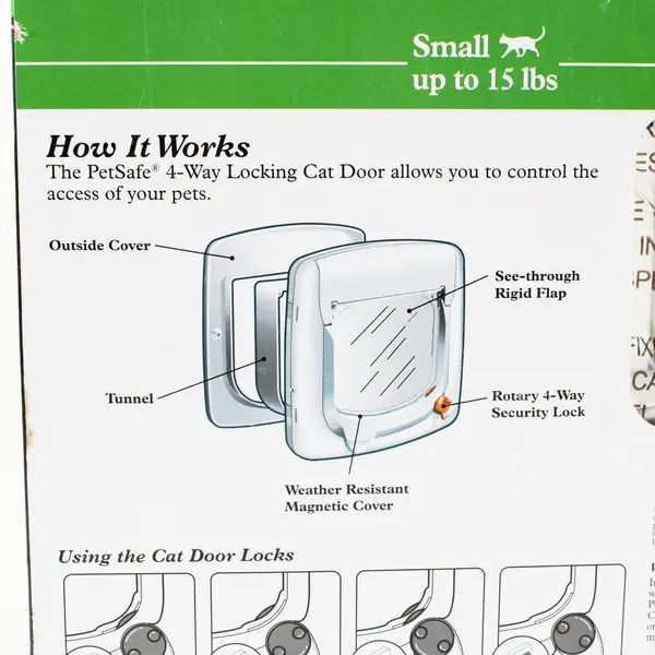 PetSafe 4-Way Locking Cat Door Small Cats Up to 15 lbs Used