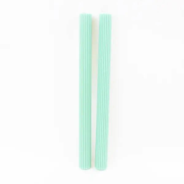 Mint Green Taper Candles Assorted Smooth Spiral Ribbed Set of 6