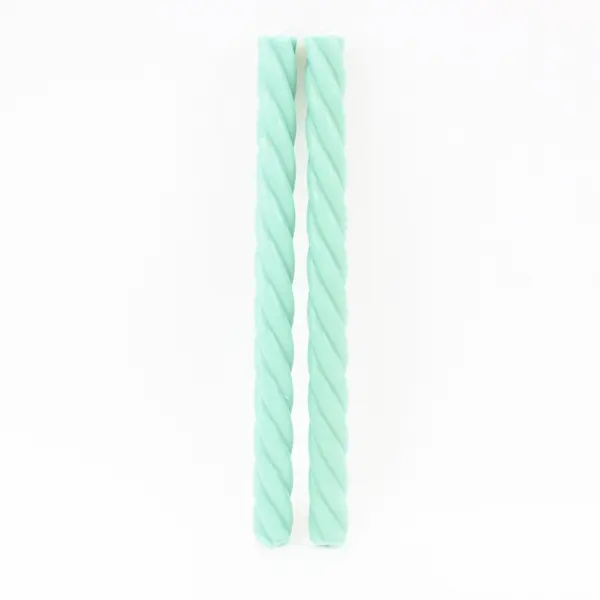 Mint Green Taper Candles Assorted Smooth Spiral Ribbed Set of 6