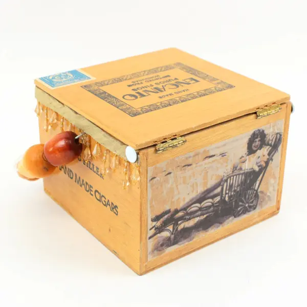 Vintage Encanto Rothschild Natural Wooden Cigar Box Empty Honduras Hinged Lid