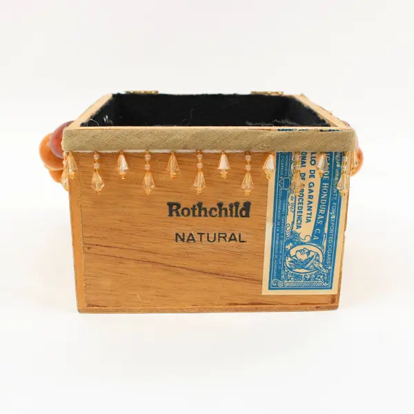 Vintage Encanto Rothschild Natural Wooden Cigar Box Empty Honduras Hinged Lid