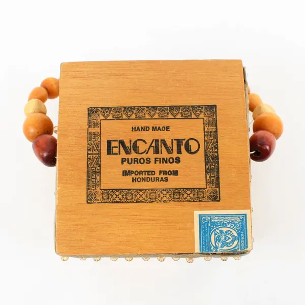Vintage Encanto Rothschild Natural Wooden Cigar Box Empty Honduras Hinged Lid