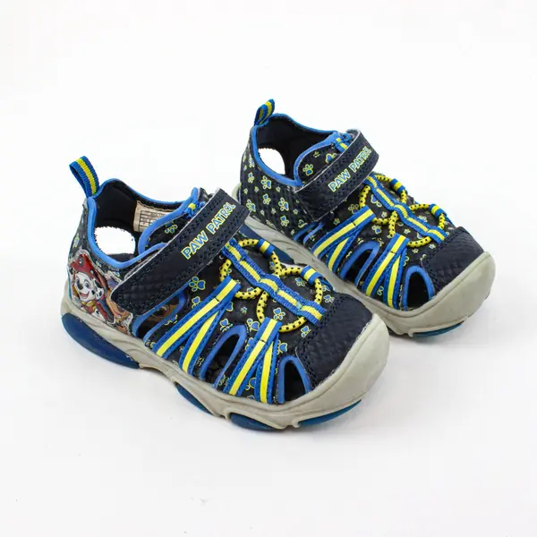 Nickelodeon PAW Patrol Toddler Sandals Size 8 Navy Blue w/ Neon Accents