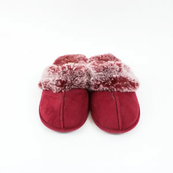 Jessica Simpson Women's Faux Fur Slippers M 7-8 Maroon Red
