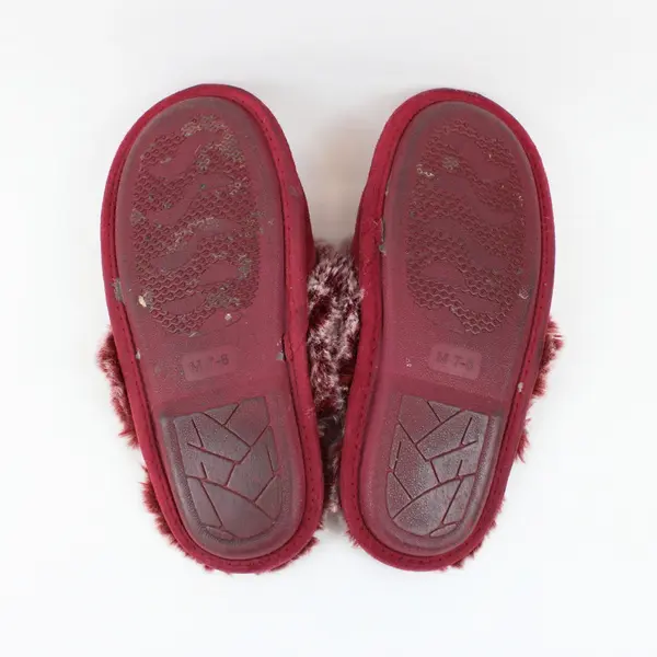 Jessica Simpson Women's Faux Fur Slippers M 7-8 Maroon Red