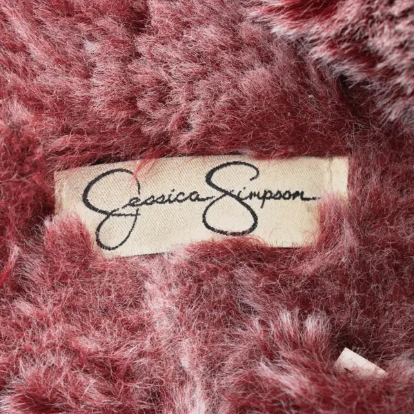 Jessica Simpson Women's Faux Fur Slippers M 7-8 Maroon Red