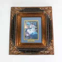 Guardian Angel Religious Framed Print Ornate Gold Black Frame Wall Decor