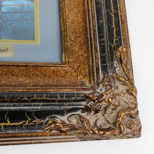 Guardian Angel Religious Framed Print Ornate Gold Black Frame Wall Decor
