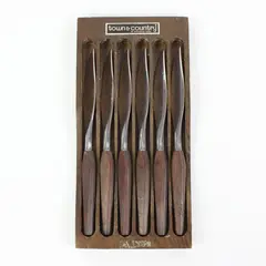 Vintage Town & Country Washington Forge 6pc Steak Knife Set Wood Caddy