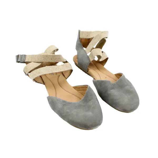 Born Women's Gray Leather Suede Strappy Closed-Toe Sandals Size 10