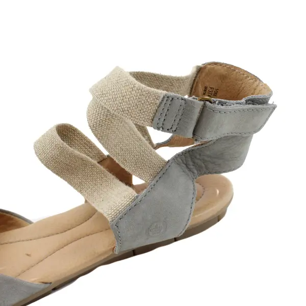 Born Women's Gray Leather Suede Strappy Closed-Toe Sandals Size 10