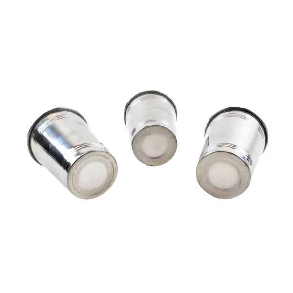 Set of 3 Aluminum Drinking Cups Silver Ridged Metalware