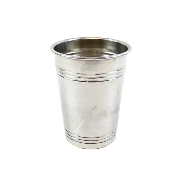 Set of 3 Aluminum Drinking Cups Silver Ridged Metalware