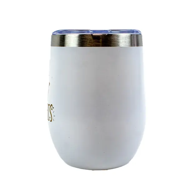 Drink Happy Thoughts White Stemless Insulated Tumbler Travel Cup
