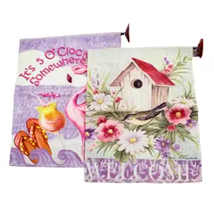 Evergreen Kimberly Lot of 2 Outdoor Banners Welcome & It's 5 O'Clock Somewhere