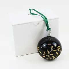 Christmas Cottage 2019 Black Gold Botanical Round Christmas Ornament