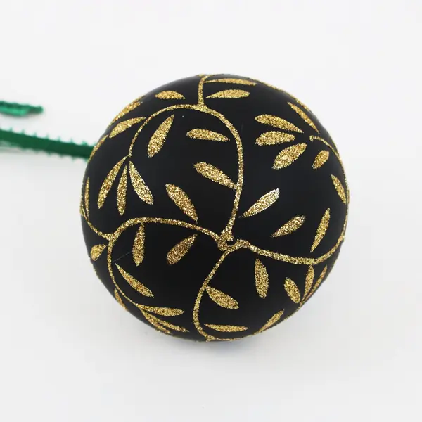 Christmas Cottage 2019 Black Gold Botanical Round Christmas Ornament