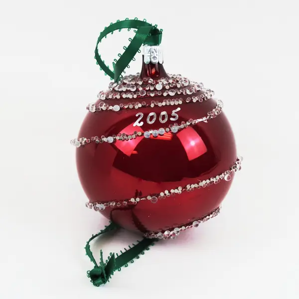 Christmas Cottage 2005 Red Beaded Holiday Ornament Original Gift Box