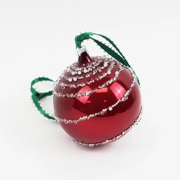 Christmas Cottage 2005 Red Beaded Holiday Ornament Original Gift Box