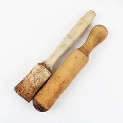 Set of 2 Vintage Wooden Pestles Kitchen Mashers Primitive Decor
