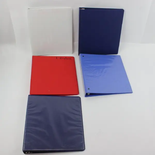 Lot of 5 3-Ring Binders Red White Blue School Office 1"