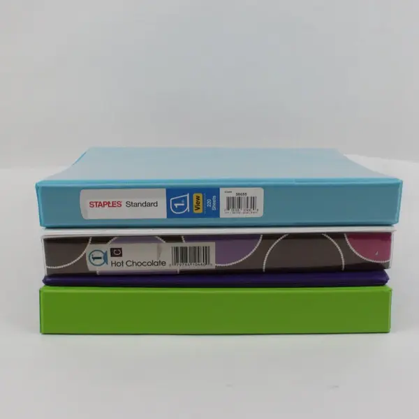 Lot of 5 Colorful 3-Ring 1-Inch Binders Includes Staples Brand
