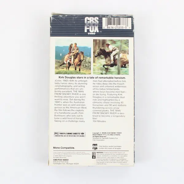 The Man From Snowy River VHS 1984 #1233 Kirk Douglas Action Western