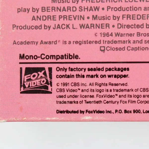 My Fair Lady 1964 Remastered 2-VHS Tapes Set, #7038 Audrey Hepburn/Rex Harrison 
