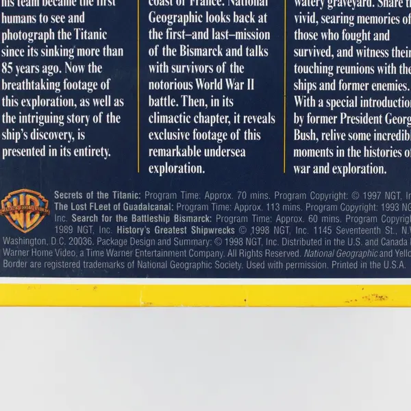 National Geo History's Greatest Shipwrecks 3-Tape VHS Set Titanic, etc. 1998