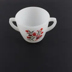 Double Handled Oven-Safe Fire King Cup in Flower Motif 