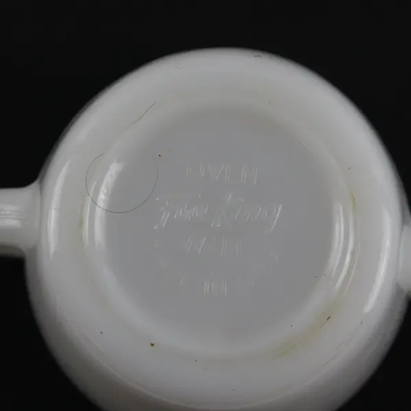Double Handled Oven-Safe Fire King Cup in Flower Motif 