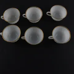 Lot of 6 Fire King White Gold Trim Teacups Used