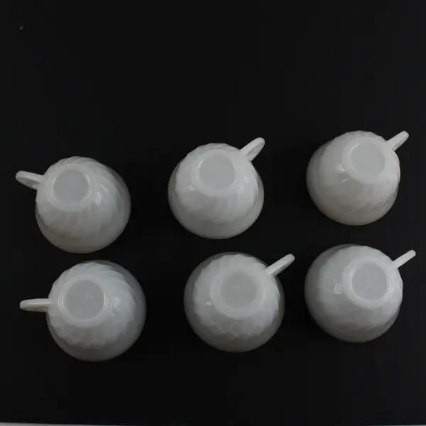 Lot of 6 Fire King White Gold Trim Teacups Used