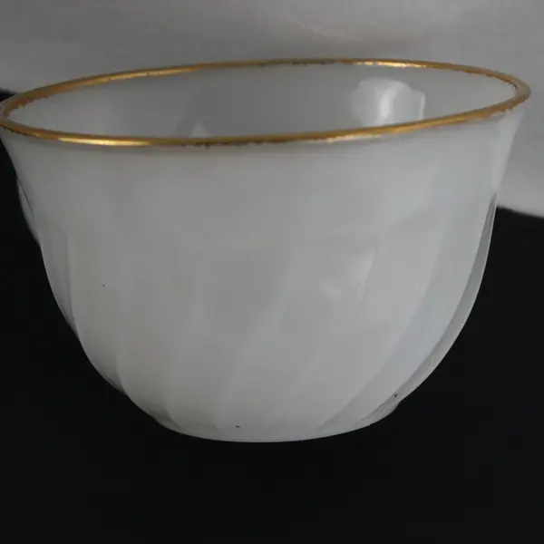 Lot of 6 Fire King White Gold Trim Teacups Used
