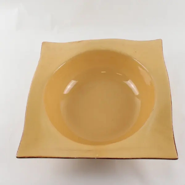 Prego Tabletops Unlimited Large Square Winged Ceramic Bowl Yellow