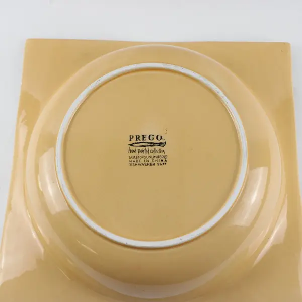 Prego Tabletops Unlimited Large Square Winged Ceramic Bowl Yellow