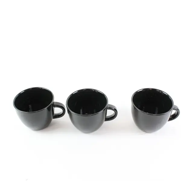 Lot of 3 Threshold Black Ceramic Coffee Mugs Set Kitchen Tea Cocoa