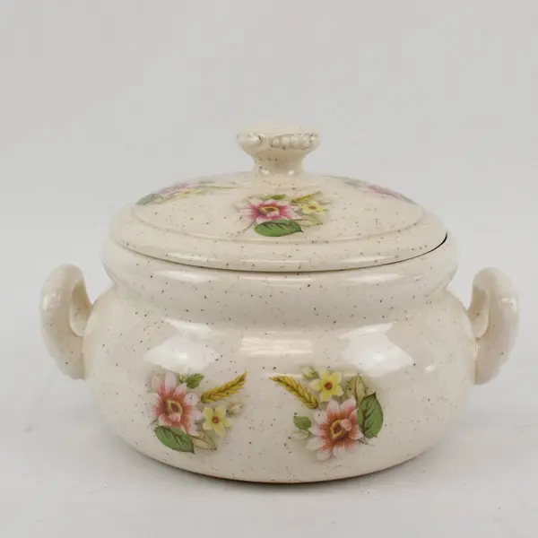 Vintage Hall's Rose White Covered Beanpot Casserole Kitchenware