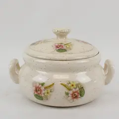 Vintage Hall's Rose White Covered Beanpot Casserole Kitchenware