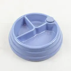 Vintage 1950s Blue Ceramic Baby Food Warmer 3 Compartments Stopper