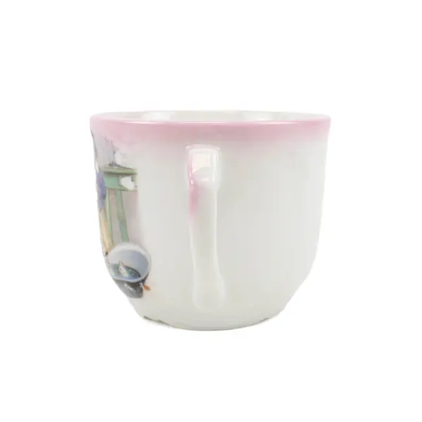Vintage Porcelain Child's Cup Victorian Transferware Pink Trim