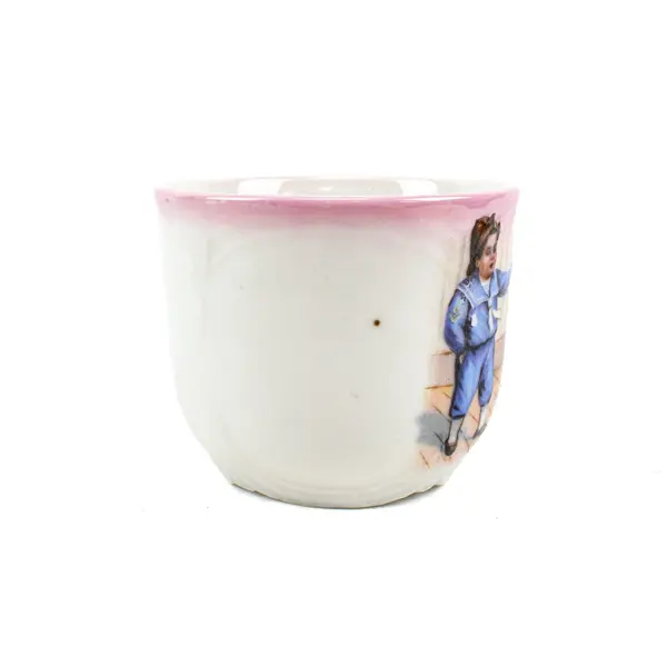 Vintage Porcelain Child's Cup Victorian Transferware Pink Trim